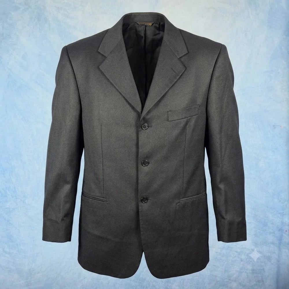 Mino Lombardi Mens Silk Wool Blazer Jacket Gray Tessilstrona Italy 3 Button 42R